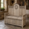 19th Century French Gothic Revival Hall Bench in Stripped Oak