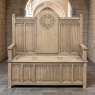 19th Century French Gothic Revival Hall Bench in Stripped Oak