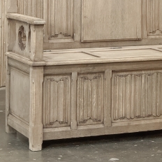 19th Century French Gothic Revival Hall Bench in Stripped Oak