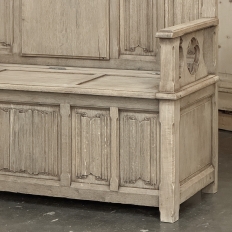 19th Century French Gothic Revival Hall Bench in Stripped Oak