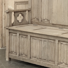 19th Century French Gothic Revival Hall Bench in Stripped Oak