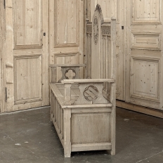 19th Century French Gothic Revival Hall Bench in Stripped Oak