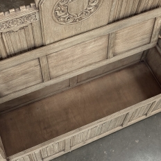 19th Century French Gothic Revival Hall Bench in Stripped Oak