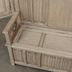 19th Century French Gothic Revival Hall Bench in Stripped Oak