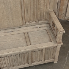 19th Century French Gothic Revival Hall Bench in Stripped Oak
