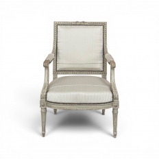 19th Century Louis XVI Painted Salon Armchair ~ Fauteuil