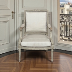 19th Century Louis XVI Painted Salon Armchair ~ Fauteuil