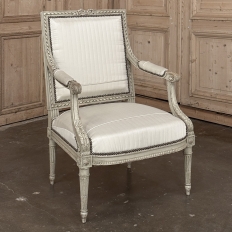 19th Century Louis XVI Painted Salon Armchair ~ Fauteuil