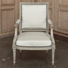19th Century Louis XVI Painted Salon Armchair ~ Fauteuil