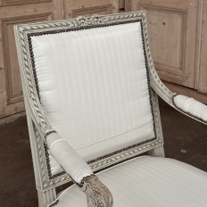 19th Century Louis XVI Painted Salon Armchair ~ Fauteuil