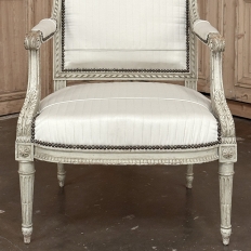 19th Century Louis XVI Painted Salon Armchair ~ Fauteuil