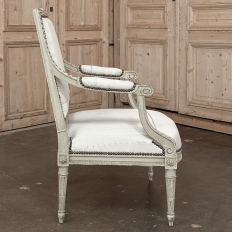 19th Century Louis XVI Painted Salon Armchair ~ Fauteuil