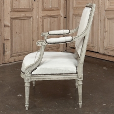 19th Century Louis XVI Painted Salon Armchair ~ Fauteuil