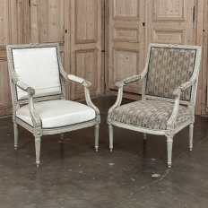 19th Century Louis XVI Painted Salon Armchair ~ Fauteuil