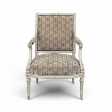 19th Century Louis XVI Painted Salon Armchair ~ Fauteuil