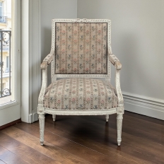19th Century Louis XVI Painted Salon Armchair ~ Fauteuil