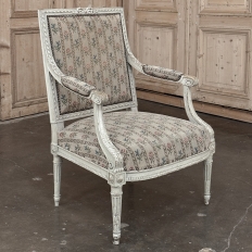 19th Century Louis XVI Painted Salon Armchair ~ Fauteuil