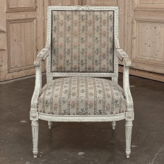 19th Century Louis XVI Painted Salon Armchair ~ Fauteuil