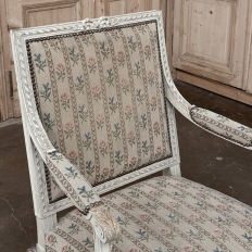 19th Century Louis XVI Painted Salon Armchair ~ Fauteuil