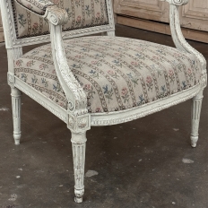 19th Century Louis XVI Painted Salon Armchair ~ Fauteuil