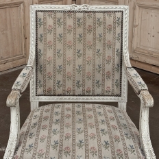 19th Century Louis XVI Painted Salon Armchair ~ Fauteuil
