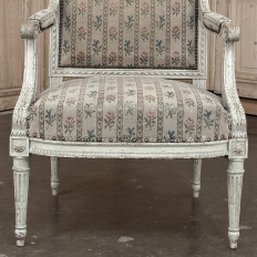 19th Century Louis XVI Painted Salon Armchair ~ Fauteuil