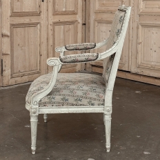 19th Century Louis XVI Painted Salon Armchair ~ Fauteuil