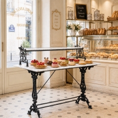 19th Century French Cast Iron Patisserie Display Table with Carrara Marble Tops