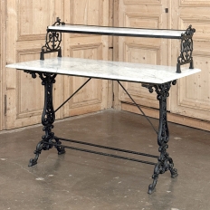 19th Century French Cast Iron Patisserie Display Table with Carrara Marble Tops