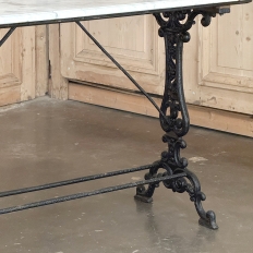 19th Century French Cast Iron Patisserie Display Table with Carrara Marble Tops