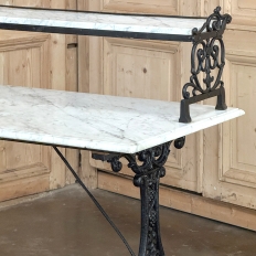 19th Century French Cast Iron Patisserie Display Table with Carrara Marble Tops