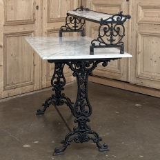 19th Century French Cast Iron Patisserie Display Table with Carrara Marble Tops