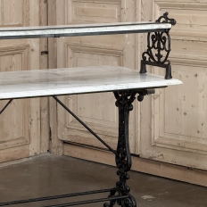 19th Century French Cast Iron Patisserie Display Table with Carrara Marble Tops