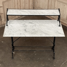 19th Century French Cast Iron Patisserie Display Table with Carrara Marble Tops