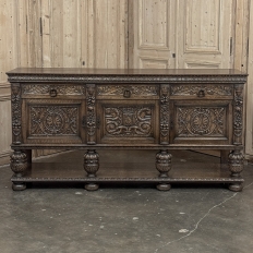 Antique French Renaissance Raised Buffet in Carved Oak
