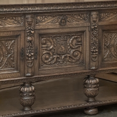 Antique French Renaissance Raised Buffet in Carved Oak