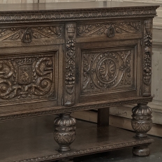 Antique French Renaissance Raised Buffet in Carved Oak