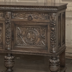 Antique French Renaissance Raised Buffet in Carved Oak