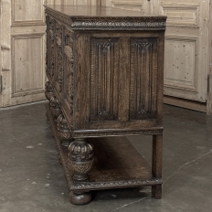 Antique French Renaissance Raised Buffet in Carved Oak