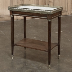 Louis XVI Mahogany Gallery Side Table with Carrara Marble Top
