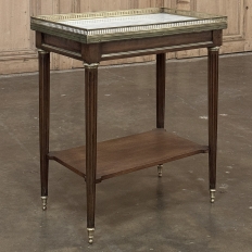 Louis XVI Mahogany Gallery Side Table with Carrara Marble Top