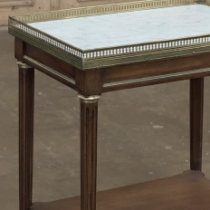 Louis XVI Mahogany Gallery Side Table with Carrara Marble Top
