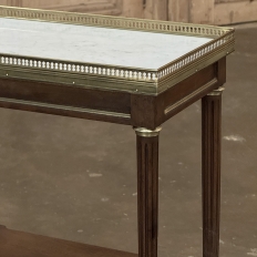 Louis XVI Mahogany Gallery Side Table with Carrara Marble Top