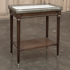 Louis XVI Mahogany Gallery Side Table with Carrara Marble Top