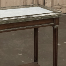 Louis XVI Mahogany Gallery Side Table with Carrara Marble Top