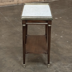 Louis XVI Mahogany Gallery Side Table with Carrara Marble Top
