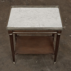 Louis XVI Mahogany Gallery Side Table with Carrara Marble Top
