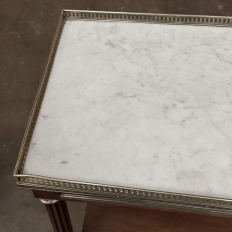Louis XVI Mahogany Gallery Side Table with Carrara Marble Top