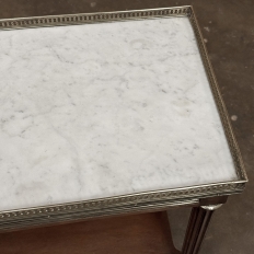 Louis XVI Mahogany Gallery Side Table with Carrara Marble Top
