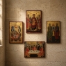 Set of Four 19th Century Russian Devotional Icons Hand Painted on Wooden Panels